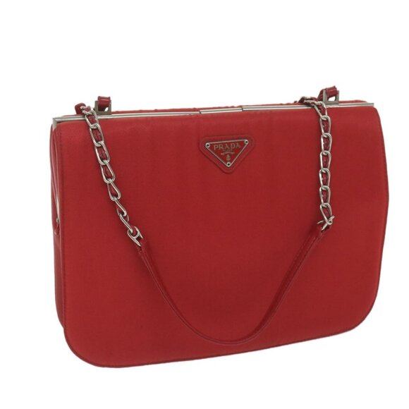 PRADA Chain Shoulder Bag Nylon Red Auth - Picture 2 of 14